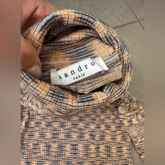 Sandro paris marled knit print turtle neck top 2 - Picture 4 of 6